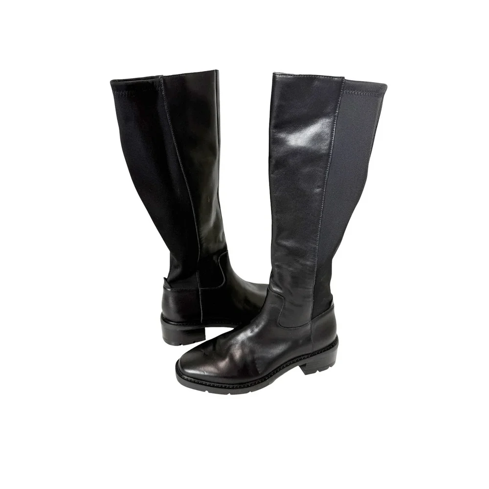 Blondo Womens Harriet Waterproof Zip Black Leather Stretch Knee High Boot Size 7